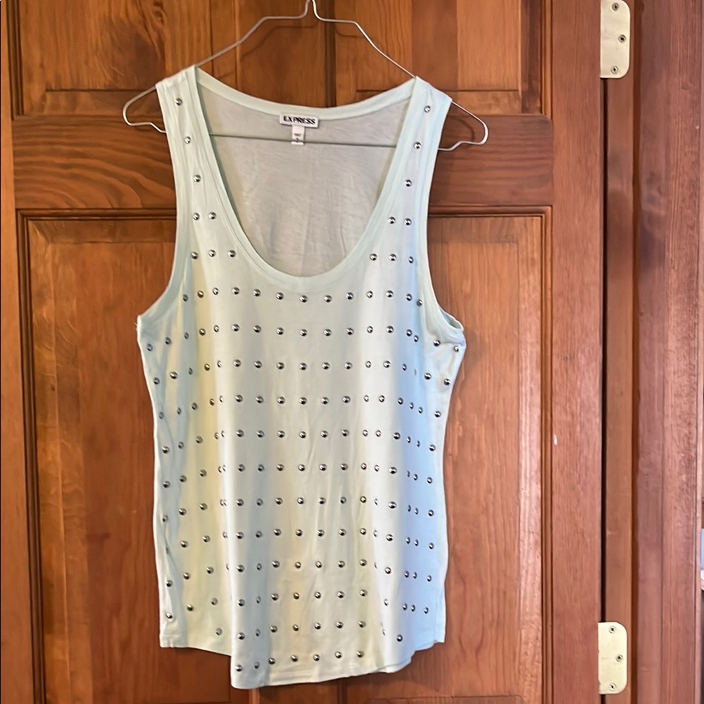 Mint Green Studded Women's Tank Top front Express.